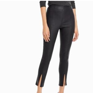 Theory Slit Legging Urban St Leather Lambskin Black Stretch Pants EUC Size 10